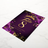 Paarse Roos Swirl Quinceanera Gouden Tafelnummer (Gedraaid)