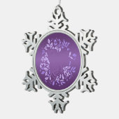 Paarse Roos Tin Sneeuwvlok Ornament (Rechts)