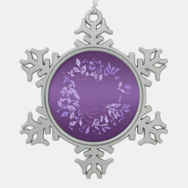 Paarse Roos Tin Sneeuwvlok Ornament