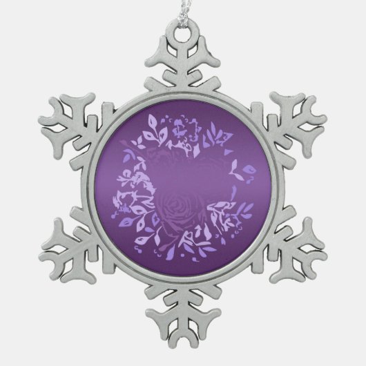 Paarse Roos Tin Sneeuwvlok Ornament (Voorkant)