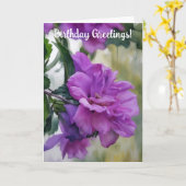 Paarse Roos van Sharon Flower Art Verjaardag Kaart (Gele Bloem)