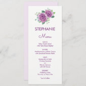 Paarse Roos Waterverf Gast Naam Bruiloft Menu (Voorkant / Achterkant)