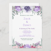 Paarse Roos Waterverf - Uitnodiging tot weduwschap (Voorkant / Achterkant)