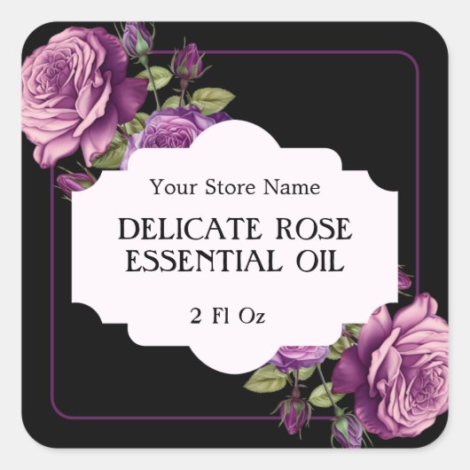 Paarse Roos Witchcraft Sticker Label (Voorkant)