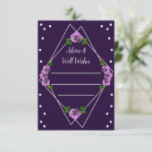 Paarse Roos Zilver Geometrisch Sweet 16 Advieskaart (Staand voorkant)