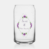 Paarse Roos Zilver Geometrisch Sweet 16 Blikvorm Glas (Voorkant)