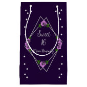 Paarse Roos Zilver Geometrisch Sweet 16 Klein Cadeauzakje (Voorkant)
