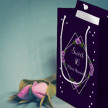 Paarse Roos Zilver Geometrisch Sweet 16