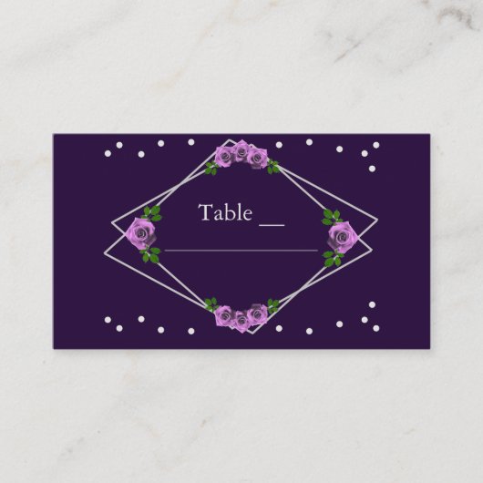 Paarse Roos Zilver Geometrisch Sweet 16 Plaatskaartje (Voorkant)