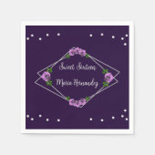 Paarse Roos Zilver Geometrisch Sweet 16 Servet (Voorkant)