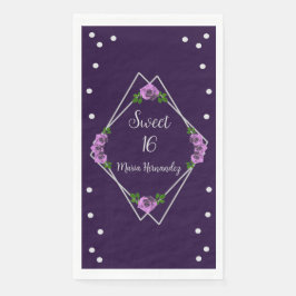 Paarse Roos Zilver Geometrisch Sweet 16 Servet