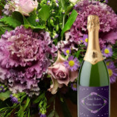 Paarse Roos Zilver Geometrisch Sweet 16 Sparkling Wijnetiket