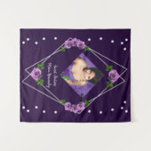 Paarse Roos Zilver Geometrisch Sweet 16 Wandkleed (Voorkant (horizontaal))