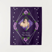 Paarse Roos Zilver Geometrisch Sweet 16 Wandkleed (Voorkant)