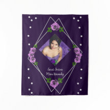 Paarse Roos Zilver Geometrisch Sweet 16