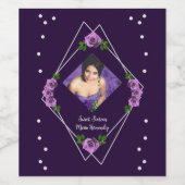 Paarse Roos Zilver Geometrisch Sweet 16 Wijn Etiket (Enkel label)