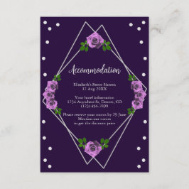 Paarse Roos Zilver Geometrische Sweet 16 Informatiekaartje