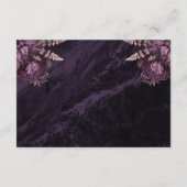 Paarse Roosgouden Bloemrijke Script Bruiloftdetail Informatiekaartje (Achterkant)