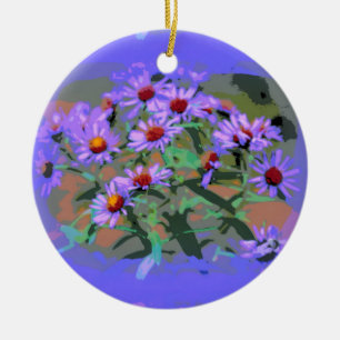 paarse roosters keramisch ornament