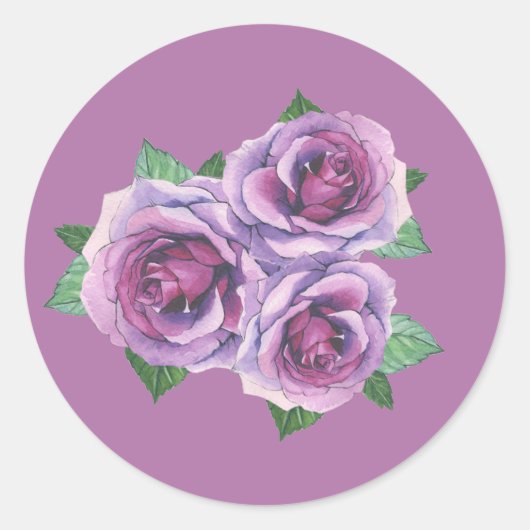 Paarse Rose Boeket Bloemen Stickers (Voorkant)