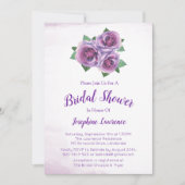 Paarse Rose Boeket Bruidsdouche Uitnodigingen (Voorkant)