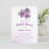 Paarse Rose Boeket Bruidsdouche Uitnodigingen (Staand voorkant)