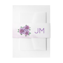 Paarse Rose Boeket Monogram Bruiloft