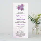 Paarse Rose Boeket Trouwceremonie Programmakaart (Staand voorkant)