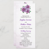 Paarse Rose Boeket Trouwceremonie Programmakaart (Voorkant / Achterkant)