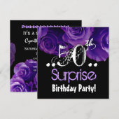Paarse Rose Bouquet 50th Surprise Birthday Party Kaart (Voorkant / Achterkant)
