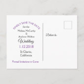 Paarse Rose Bouquet Wedding Save the Date Aankondigingskaart (Achterkant)