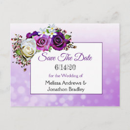 Paarse Rose Bouquet Wedding Save the Date Aankondigingskaart