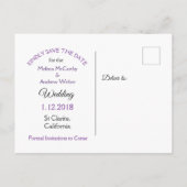 Paarse Rose Bouquet Wedding Save the Date Aankondigingskaart (Achterkant)