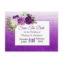 Paarse Rose Bouquet Wedding Save the Date