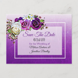 Paarse Rose Bouquet Wedding Save the Date Aankondigingskaart