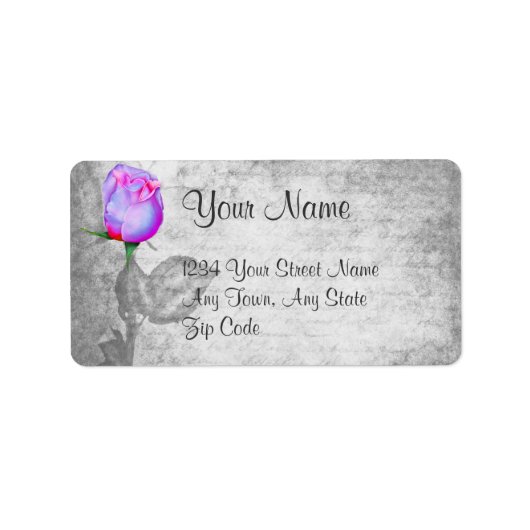 Paarse Rosebud Wedding Etiket (Voorkant)