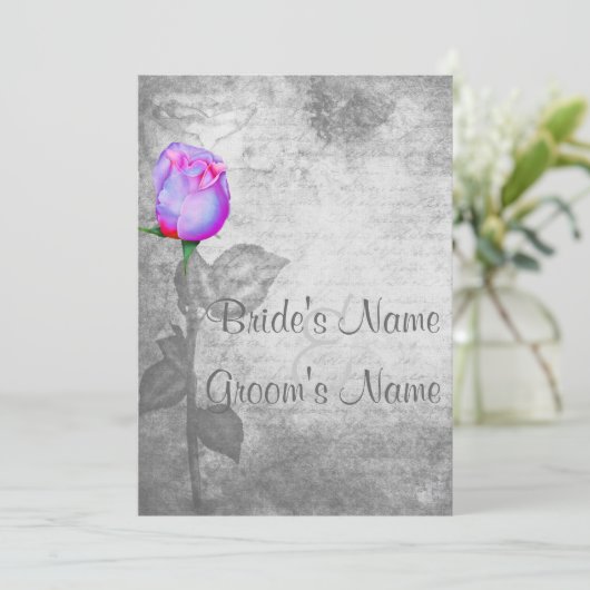  Paarse Rosebud Wedding Kaart (Staand voorkant)