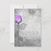  Paarse Rosebud Wedding RSVP Kaartje (Voorkant)