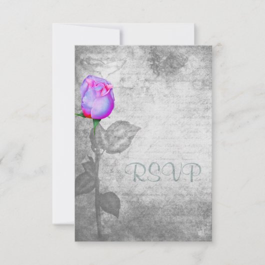 Paarse Rosebud Wedding RSVP Kaartje (Voorkant)