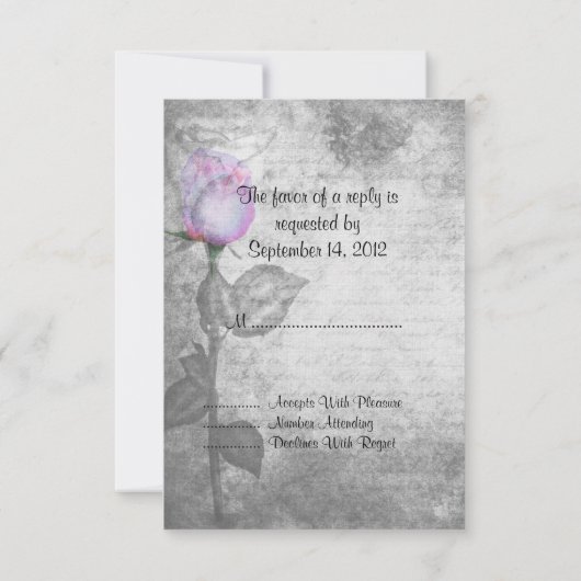  Paarse Rosebud Wedding RSVP Kaartje (Achterkant)