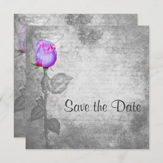  Paarse Rosebud Wedding Save The Date (Voorkant / Achterkant)
