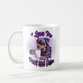 Paarse Rottweiler: I Love my Paws and Coffee Koffiemok