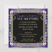 Paarse Royal Art Deco Uitnodigingen voor afstudeer (Achterkant)