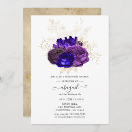 Paarse, Royal Blue en Gold Bridesmaids Kaart