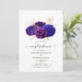 Paarse, Royal Blue en Gold Floral Couples Kaart (Staand voorkant)