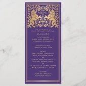 Paarse Royal Lion middeleeuws zwaard bruiloft plat Menu (Voorkant)
