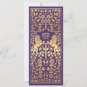 Paarse Royal Lion middeleeuwse gouden bruiloft Kaart (Achterkant)