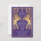 Paarse Royal Lion middeleeuwse gouden bruiloft uit Kaart (Voorkant)