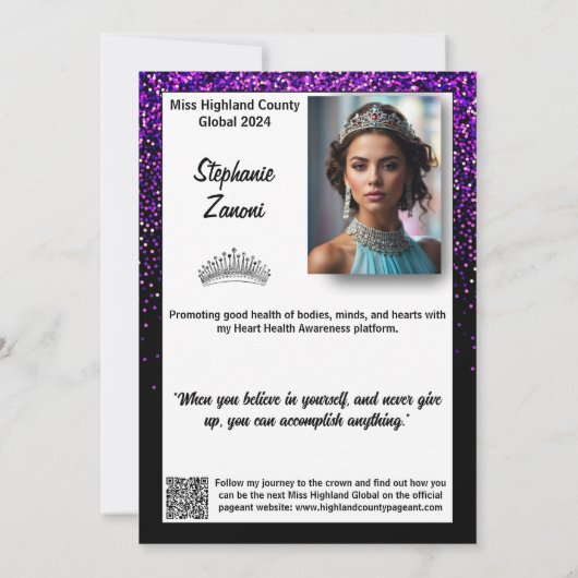 Paarse Royale Pageant Autograph Kaart | QR-code (Achterkant)
