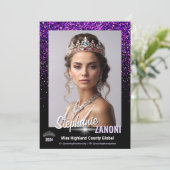 Paarse Royale Pageant Handtekeningkaart | QR Code Kaart (Staand voorkant)